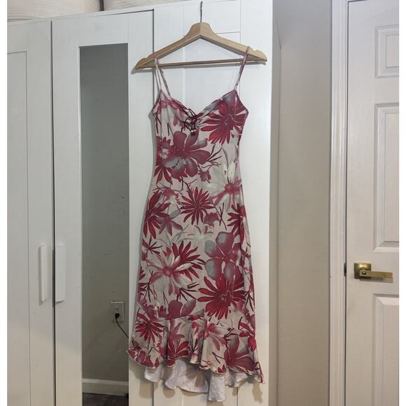 Jane Norman 90s Y2K Floral Dress M/L Bodycon Flare Midi VTG Feminine Romantic - Picture 1 of 16